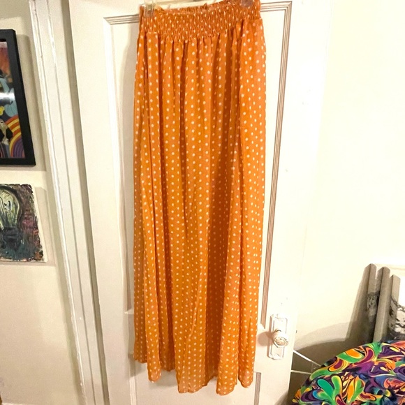 Maxi Skirt & Tube Top Set | Burnt Orange Polka Dot Flowy Sexy Date Summer Cute - Picture 10 of 13